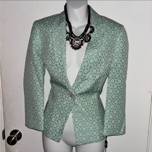 Tahari Sage Green Tailored Blazer with Floral Print